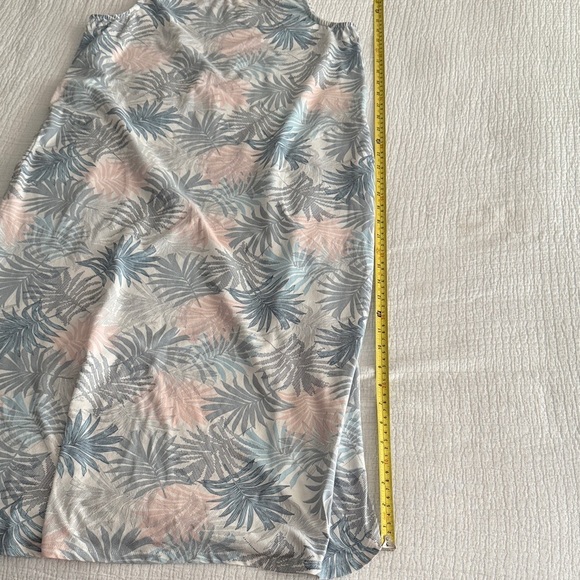 Tahari Blue and Pink Palm Leaf Print Midi Dress - Picture 5 of 10